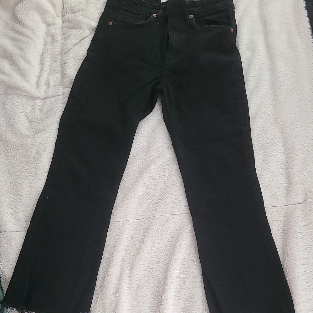 Zara High Rise Black Straight Leg Women's Jeans